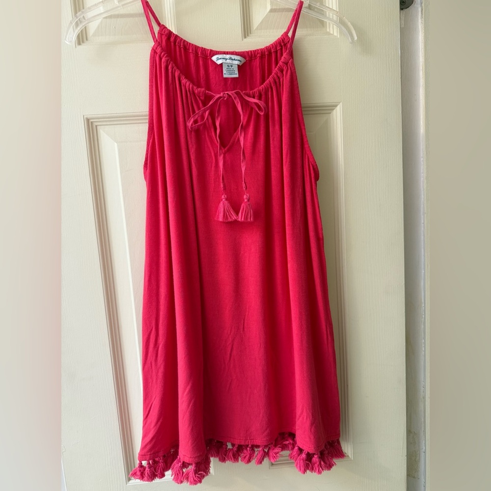 Tommy Bahama Pink Tank Top with Tassel Tie/hem Size S